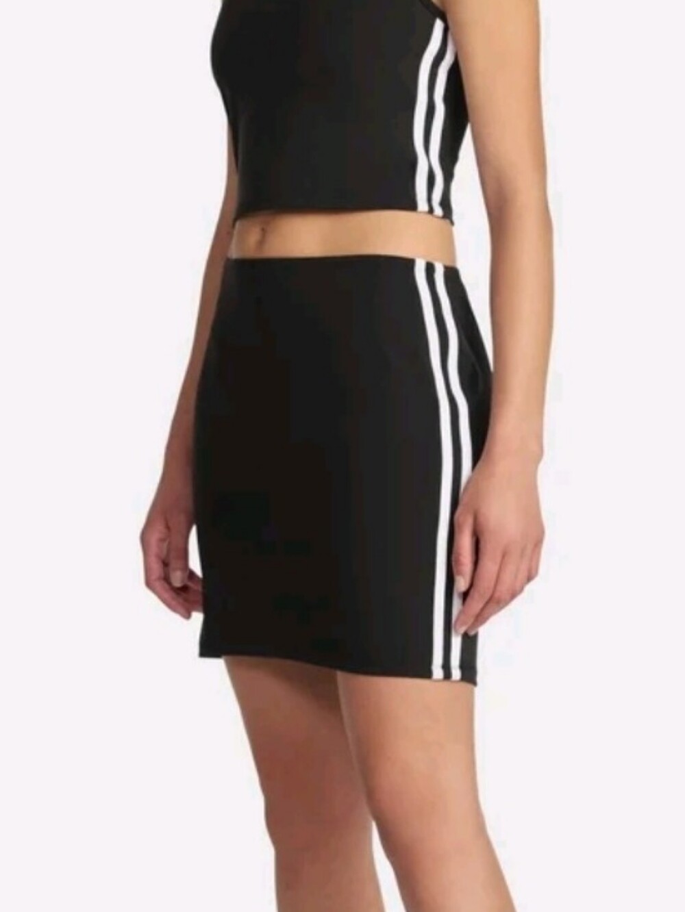 No Boundaries Juniors Plus Size 3X Black Mini Skirt with White Side Stripes